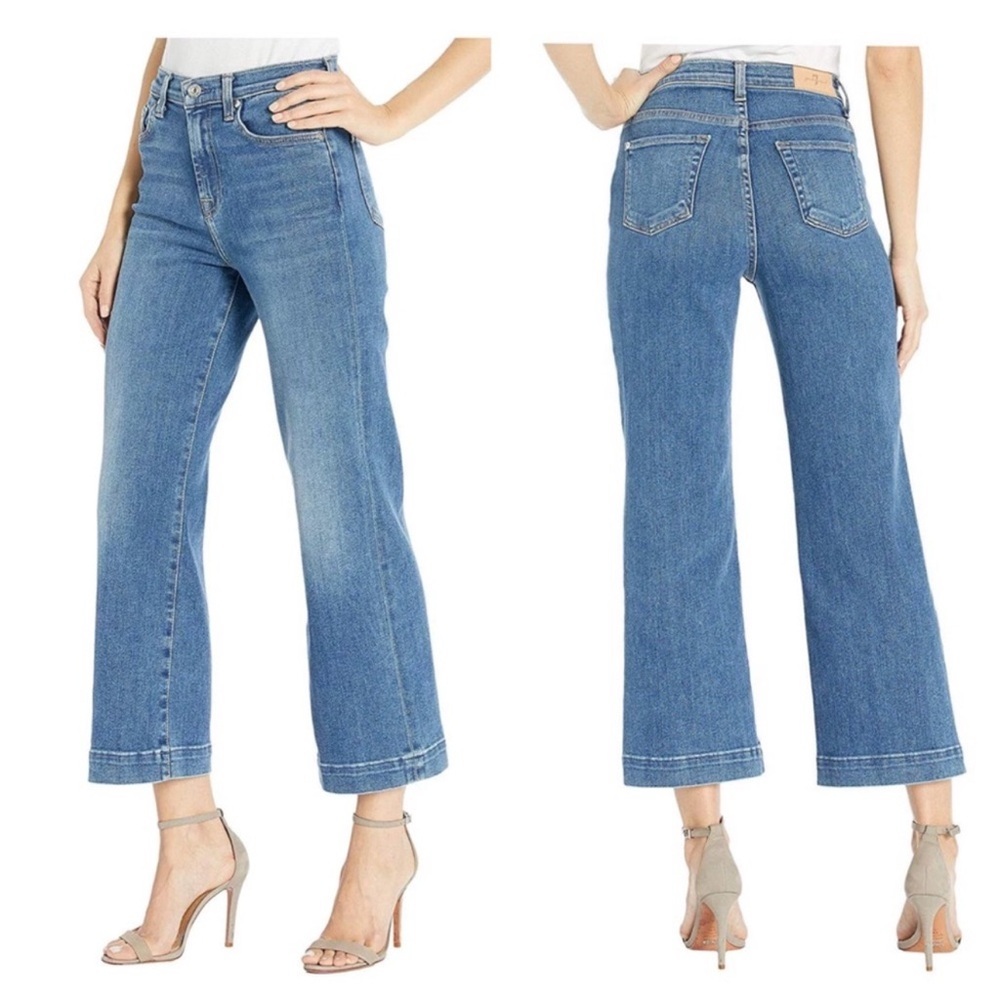 7 For All Mankind Luxe Vintage Stellar Alexa Crop Wide Leg Jeans Size 27